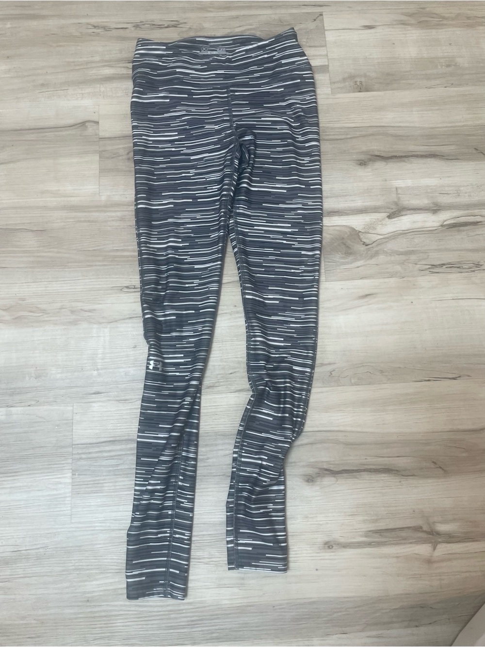 Under Armour Black and Gray Striped Compression Leggings